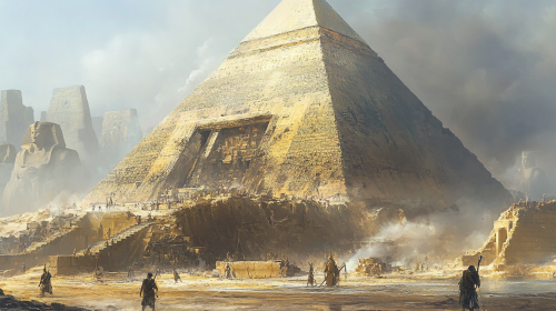 Ancient Egyptian Pharaohs oversee grand Pyramid construction