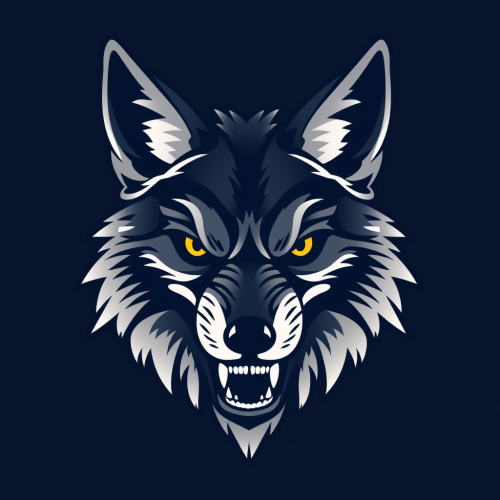 Angry Coyote Vector Illustration in Blue and Grey