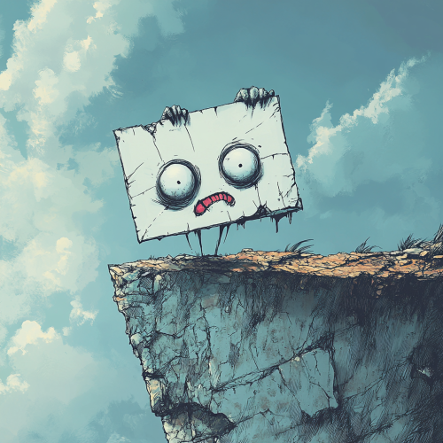 Angry developer throwing dead letter off cliff edge. Angry developer throwing dead letter off cliff edge.