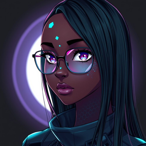 Anime Cyberpunk Girl with Hexagon Skin Pattern