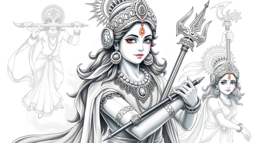 Anime Style Lord Krishna Pencil Sketch Designs