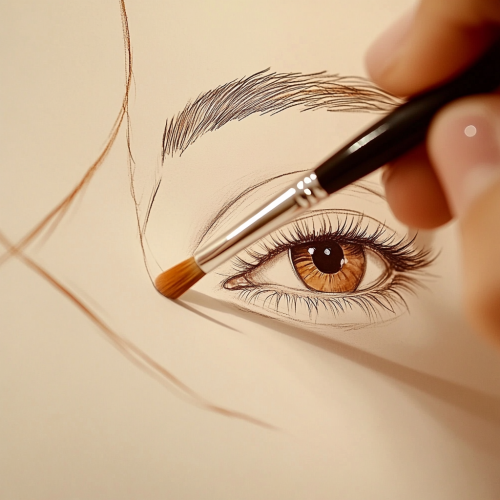 Applying Serum Brush in Artistic Eyelid Makeup Video