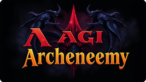 Archenemy in gold font on MTG playmat.