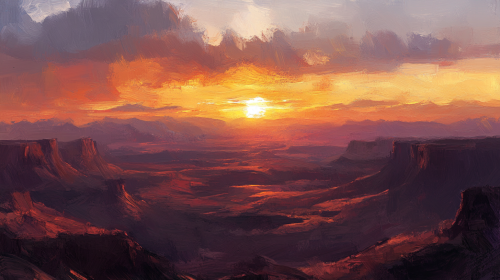 Arizona landscape sunrise with moody cinematic lighting.