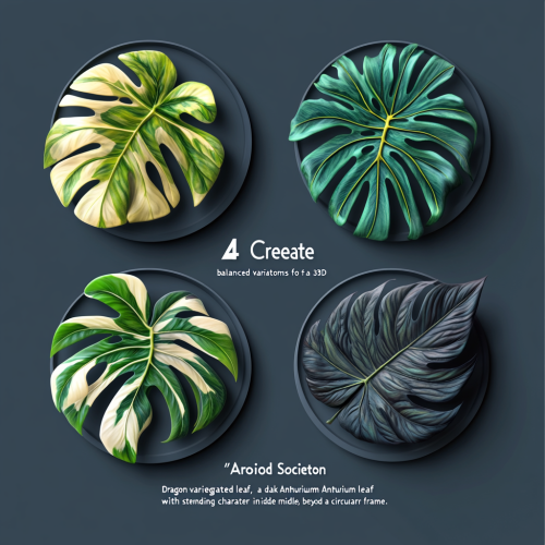 Aroid Society logo variations with Monstera, Philodendron, Anthurium leaves.