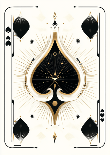 Art Deco Ace playing card in black & white