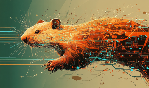 Artistic illustration of beaver tail malware in tech