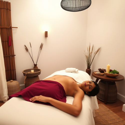 Ayurvedic Massage in a White Room with Indian Girl