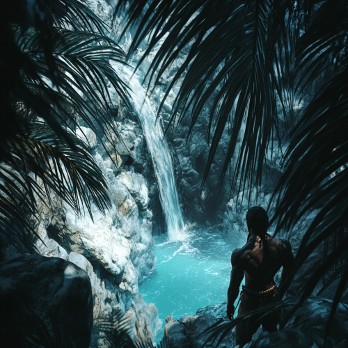 Aztec warrior finds secret waterfall in lush forest