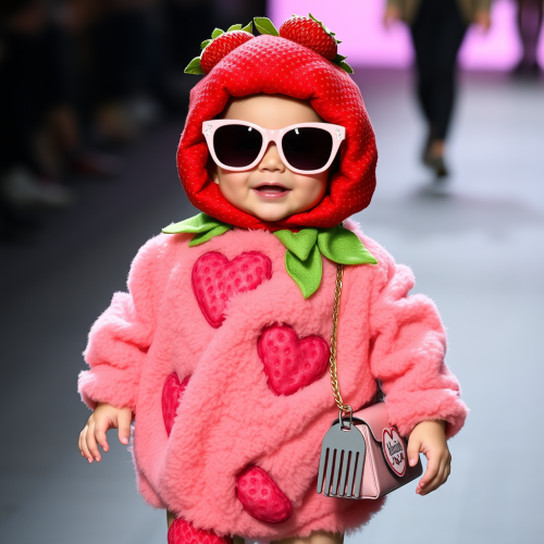 Baby Dressed as Strawberry Cake at Paris Fashion Week