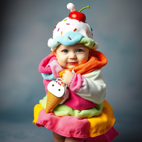 Baby Dressed in Ice Cream Cone Outfit