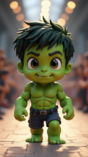 Baby Hulk struts the runway in Pixar style.