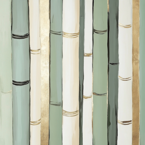 Bamboo forest design with abstract forms in green