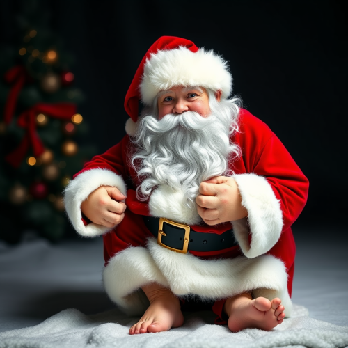 Barefoot Santa in a Realistic Portrait