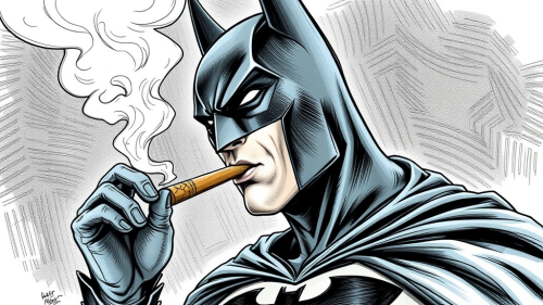 Batman Childlike Drawing with Cigar