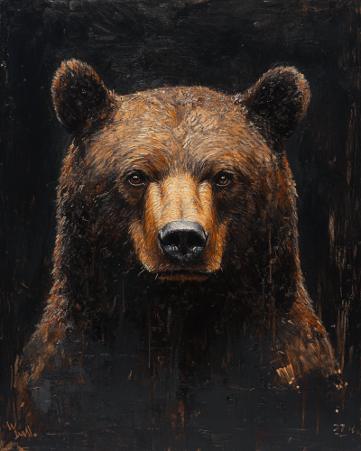 Bear Portrait in Rembrandt Style, Dramatic Lighting