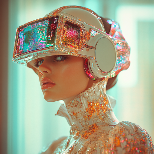 Beautiful Dubai woman in wearing AR Headset