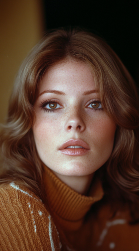 Beautiful Woman Poses for Realistic 1970s Photo