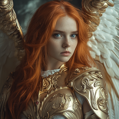 Beautiful archangel warrior with broken heart and determined spirit.