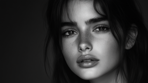 Beautiful black and white portrait of Brazilian girl