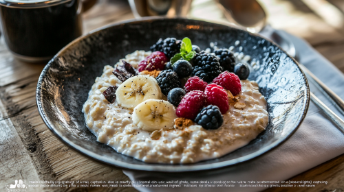 Beautifully Plated Overnight Oats on Rustic Table