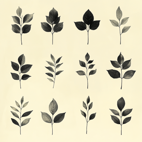 Beautifully arranged leaves on natural-toned background