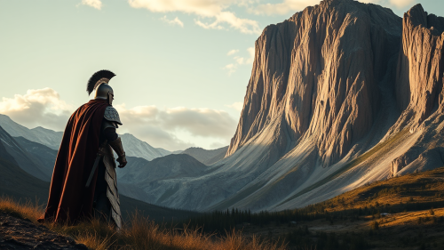 Bible Warrior Looking Towards a Huge Mountain