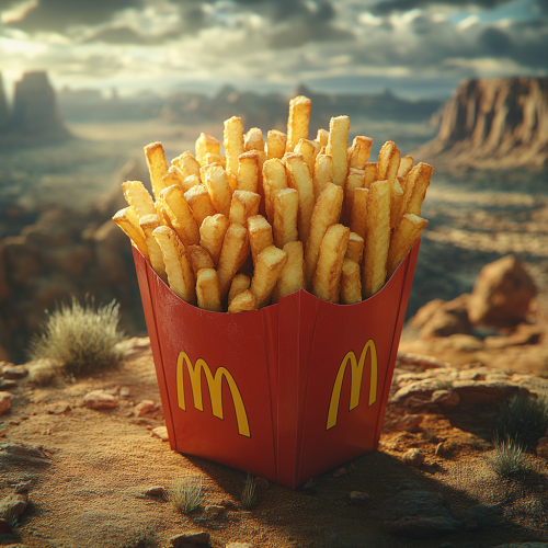 Big McDonald’s french fries seen from above