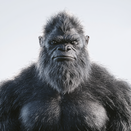 Bigfoot with menacing expression in hyper-realistic detail