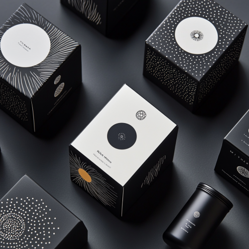 Black and White Label with Aboriginal-inspired Art