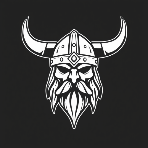 Black and white simple viking helmet schematic