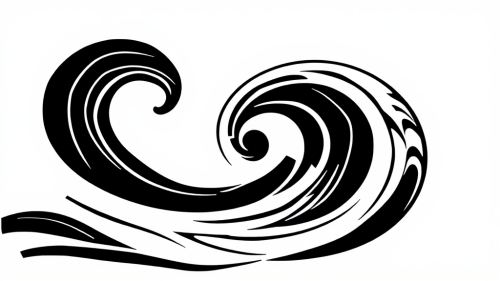 Black and white water design in Maori style.