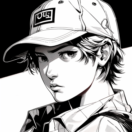 Black cap wearing boy in detailed truck driver manga.