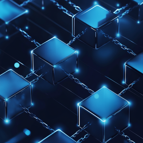 Blockchain technology: connected blocks symbolizing security and transparency