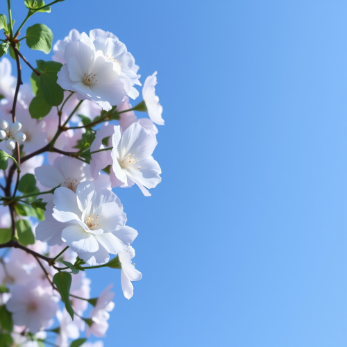 Blue Sky Gardens with Flowers, Moon, and Sun