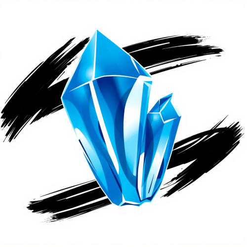 Blue crystal with black outline on clear background