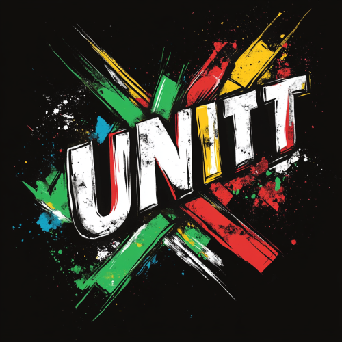 Bold, vibrant graffiti logo design with 'UNITY' in 90s style.