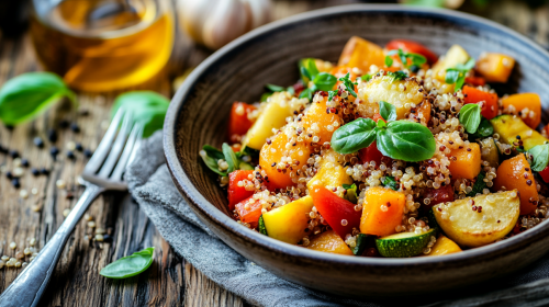 Bowl of Buddha: Quinoa, roasted veggies, chickpeas