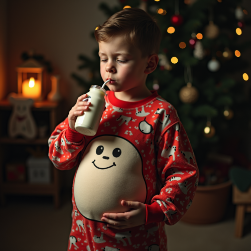Boy Drinking Weight Gain Milk on Christmas Night