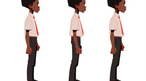 Boy in Afrocentric attire, simple line drawing