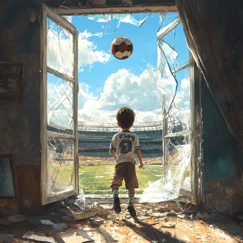 Boy playing football breaks window with a throw. Boy playing football breaks window with a throw.