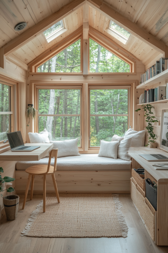 Bright and airy studio in small cabin setting. Bright and airy studio in small cabin setting.