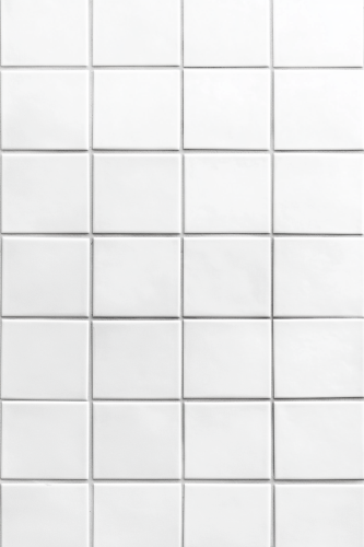 Bright white square tile wall background details focus