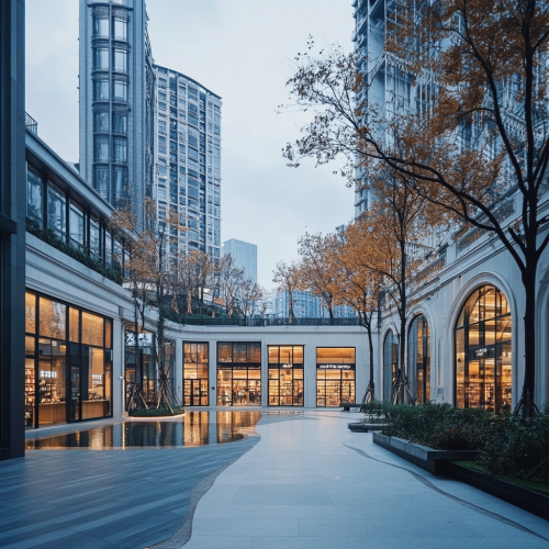 Building park in Shanghai, China transformed into hotel complex.