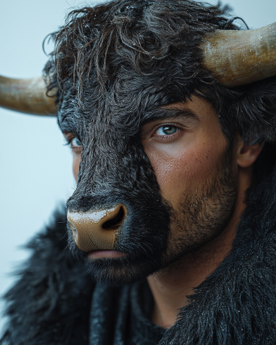 Bull Hybrid Fashion Portrait in Stylish Jacket