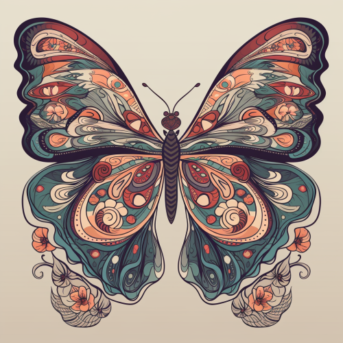 Butterfly and Flower Fusion in Vector Art