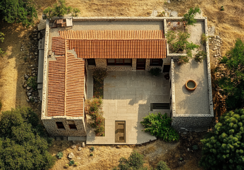 California Mission ranch with courtyard, maguey, Monte Alban Oaxaca.