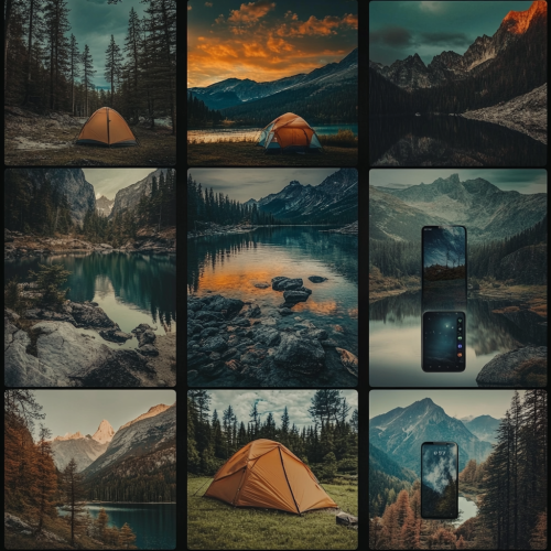 Camping Adventure Mood Board for Samsung Galaxy S24.