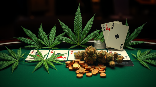 Cannabis Leaves Casino Poker Table Design