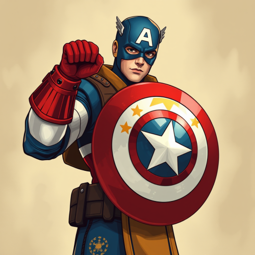 Captain America Wear Filipino Outfit and Holding Shield.